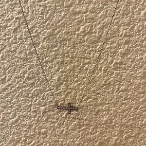Sparkly Cross Side Necklace